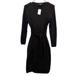Long sleeve black tie knit dress size Small